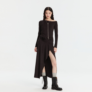 REVAN芮范设计师款 浪漫摩登斜肩连衣裙RM91101159