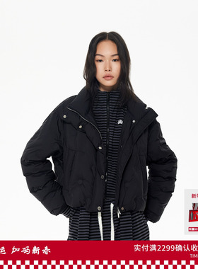 REVAN芮范设计师款条纹拼接假两件小欧包派克羽绒服RL90501179