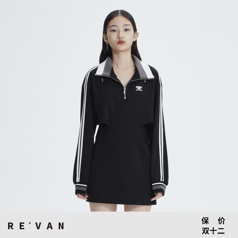 revan运动感露肩织带连衣裙