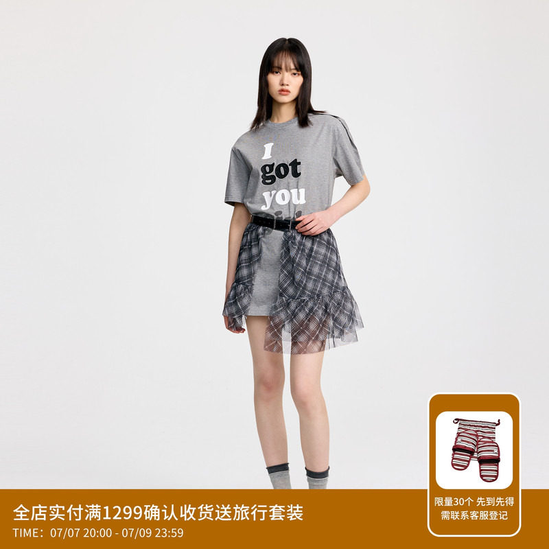 REVAN芮范设计师款灵动感格纹纱裙连衣裙RL31101256