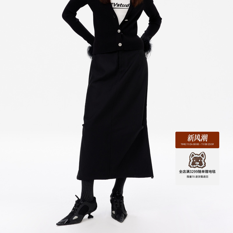 revan设计师高级感通勤黑色长裙