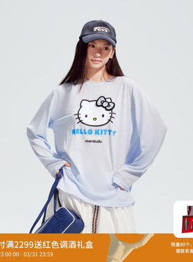 REVAN芮范HelloKitty蝴蝶结浅蓝长袖T恤RL91001593