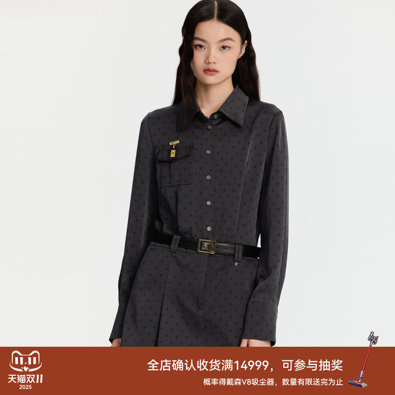 REVAN芮范新品设计师款酷感波点印花连衣裙RM91101272