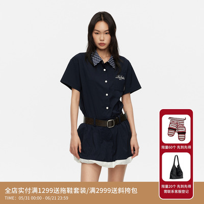 REVAN芮范设计师款质感短袖衬衫连衣裙RL31101518