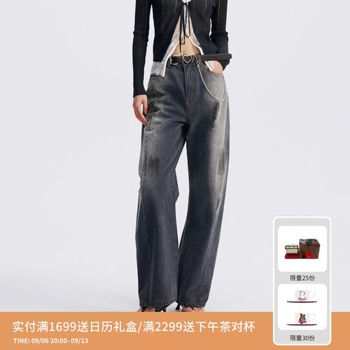 REVAN芮范设计师款酷飒解构弯刀牛仔裤RL71302048