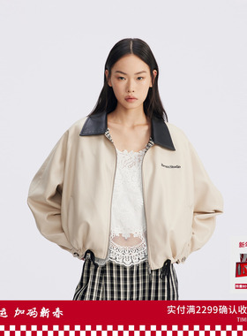 REVAN芮范双面穿气球形格纹PU皮短外套RL70105161