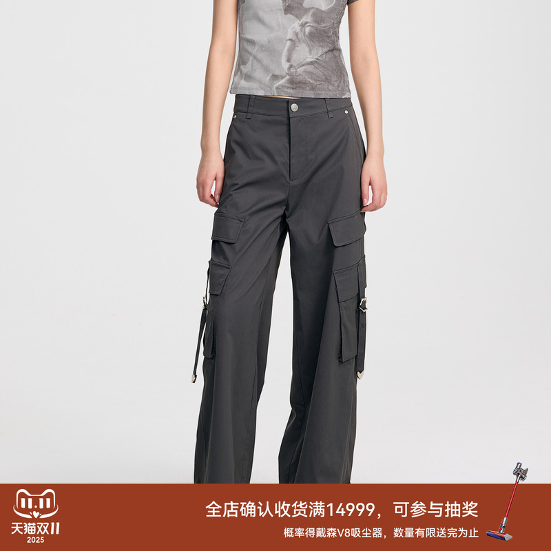 REVAN芮范2025夏季新品设计师款质感深灰多口袋工装裤RL31301123