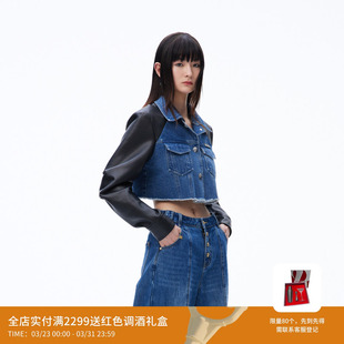 REVAN芮范设计师款 潮酷感牛仔拼皮外套RN70109215