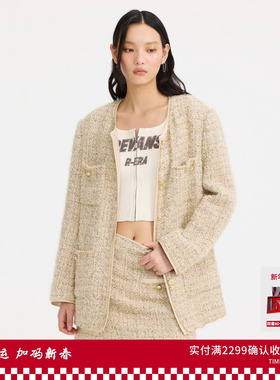 REVAN芮范设计师款缎料拼接粗花呢外套RL10110224