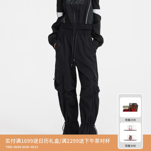 REVAN芮范设计师款质感黑色多口袋工装裤RL11301159