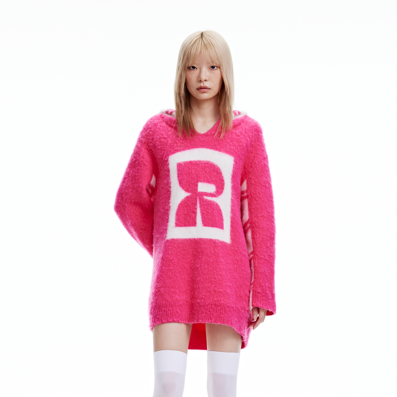 设计师款甜酷风撞色毛织连衣裙