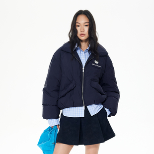 REVAN芮范小欧包派克藏蓝色miu系羽绒服RL90501076