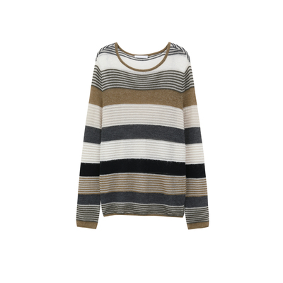 REVAN芮范设计师款俏皮小熊项链条纹毛衫RL90601216