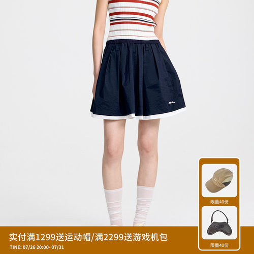 【刘些宁同款】REVAN芮范高智感学院撞色短裙RL31501339