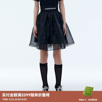 REVAN芮范秋季设计师款浪漫酷感网纱半身裙RU71501324