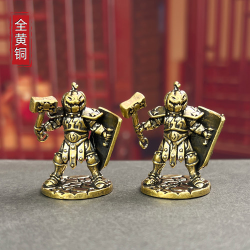 复古黄铜盾牌兵人模型手办黄铜摆件装饰热卖装饰品男生摆件礼物