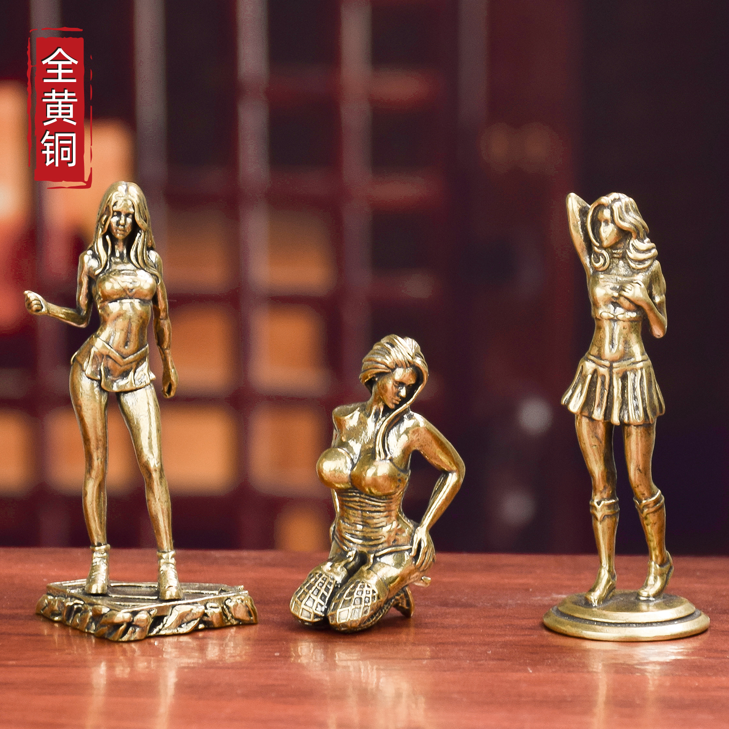 黄铜复古做旧比基尼美女摆件