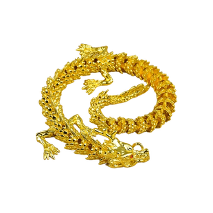 黄铜五爪金龙手把件双龙戏珠桌面装饰品汽车中控台生肖龙年摆件