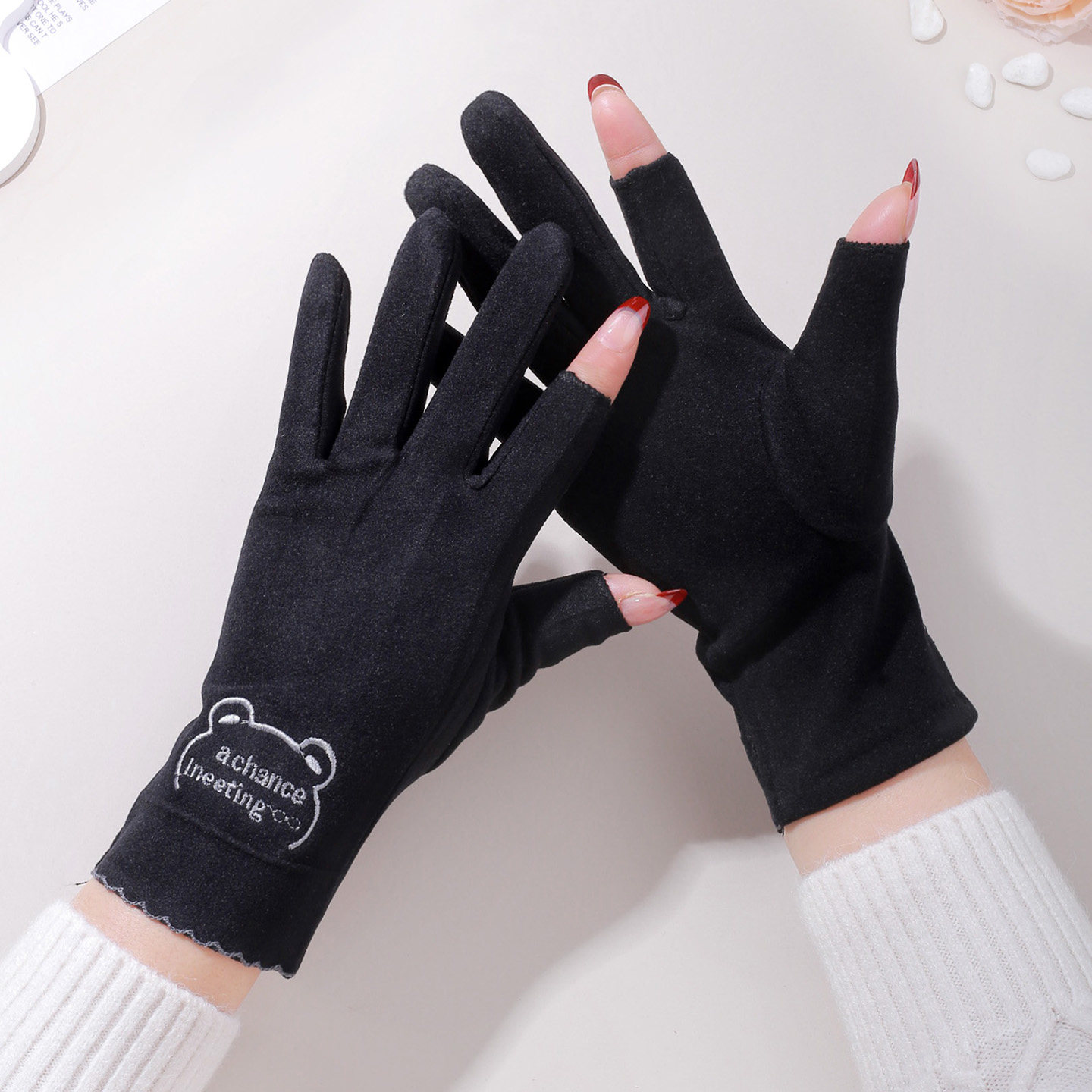 保暖手套秋冬天女士德绒可爱学生写字麂皮薄款加绒秋季出二指露指,服饰配件/皮带/帽子/围巾,手套,淘宝优惠券,粉丝福利购,淘宝优惠卷