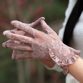 防滑 透气薄款 蕾丝手套女士夏季 骑车开车防紫外线性感触屏防晒短款