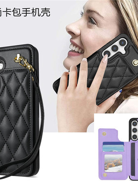 a16 5G case适用samsung a54手机壳三星a15卡包a53电话套a52s腕带a13可放卡a14手機殼A55格紋a04s card cover