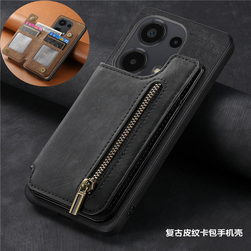 适用国外版红米Note13pro 4G手机壳redmi note13 5G插卡皮套可放卡手機殼后盖card卡槽case港版车载支架cover