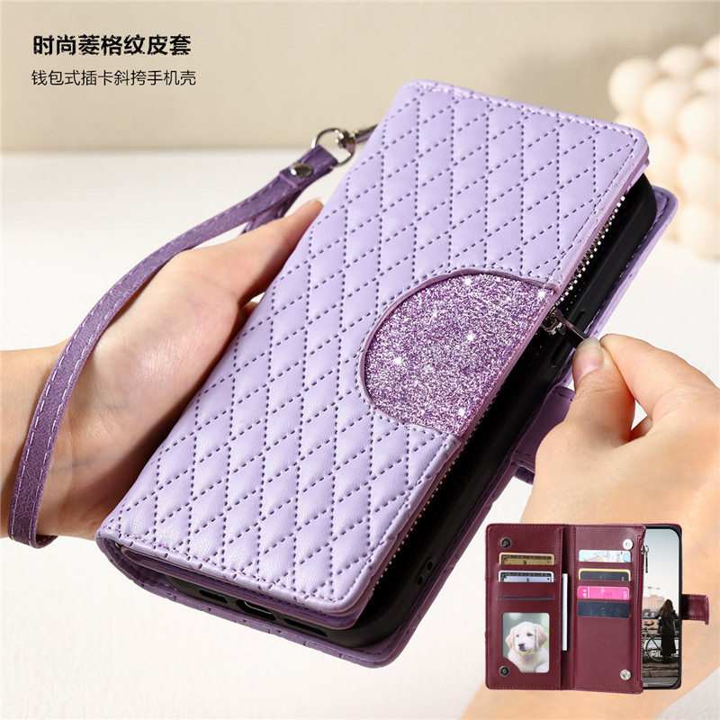 适用红米Note13Pro 5G手机壳redmi Note12 Pro+ wallet case插卡翻盖note13proplus斜挎皮套菱格高级感网红殼
