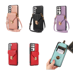 galaxy s22 phone cover适用samsung三星S22Ultra手机壳S21plus斜挎插卡包S20+保护套ins长绳后盖壳card case