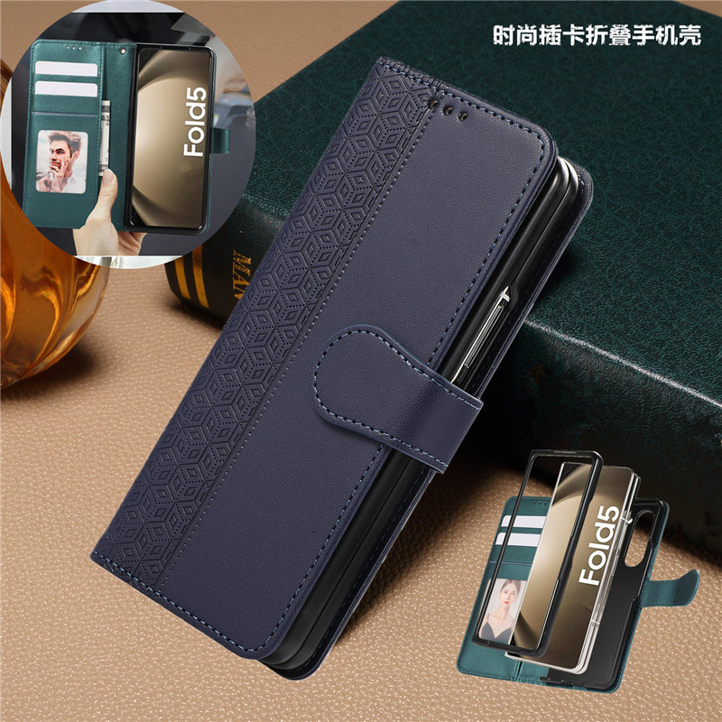 fold5 card case适用三星zfold4手机壳卡包samsung z fold 5折叠款手機殼卡槽zfold6皮套galaxy zfold3 cover-封面