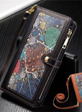 适用三星S25手机壳samsung s25ultra case翻盖插卡钱包s24fe皮套A16腕带S23plus软壳s56斜挎新款wallet cover