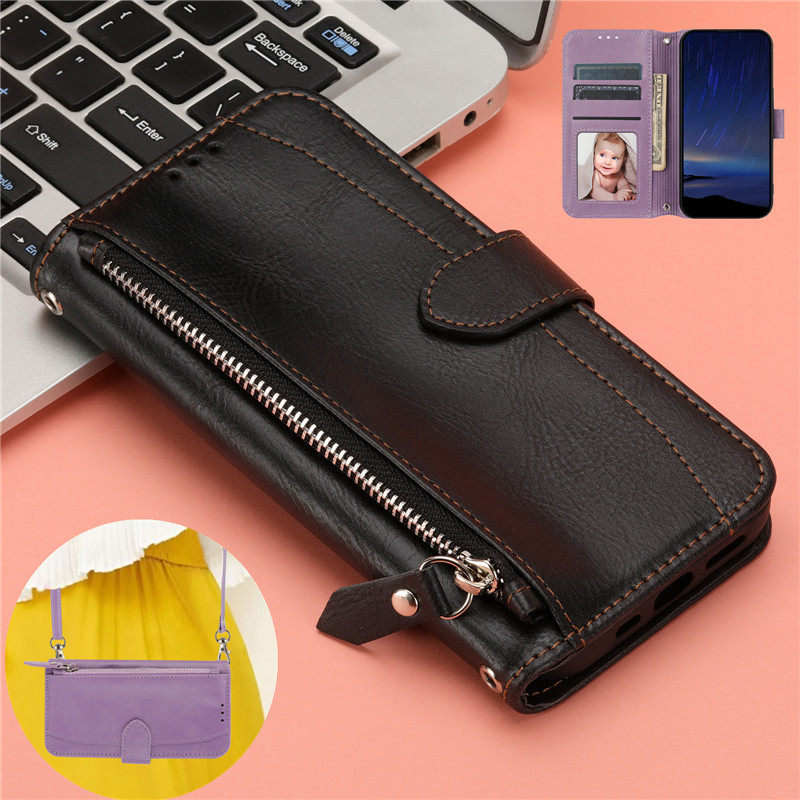 适用索尼Xperia 10VI手机壳sony Xperia 5 VI phone cases翻盖插卡皮套Xperia1V斜挎绳10V卡夹5 IV钱包cover