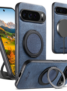 适用googlepixel10XL手机壳旋转磁吸指环扣支架pixel9pro电话套谷歌pixel8A case防摔后盖6/7牛仔纹保护外壳