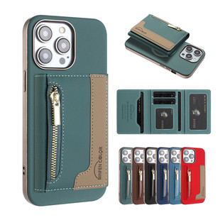 适用iphone16plus手机壳卡包苹果15promax wallet cover手機殼14plus电话壳新款12/13pro皮夹套磁吸后盖case