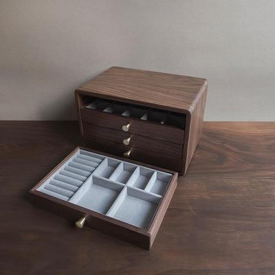 黑胡桃首饰盒高档精致手饰盒2025年新款新婚生日礼物实木收纳盒