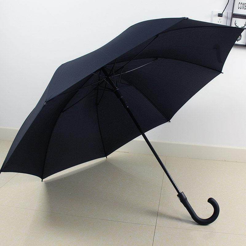 超大长柄碳纤维伞男士黑胶结实商务防晒弯把雨伞1.2米27寸大黑伞