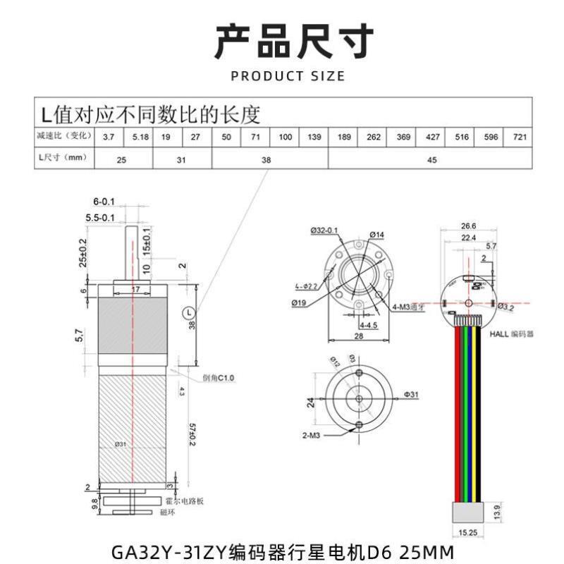 32行星编码器减速电机12V24V微型直流行星齿轮可调速正反转小马达