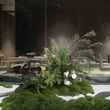小型仿真绿植造景青苔蕨叶植物园景餐厅橱窗楼梯角落景观假花草