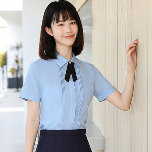 職業(yè)女裝 短袖 襯衣刺繡 休閑時尚 夏季 襯衫 氣質(zhì)工作服企業(yè)工衣裝