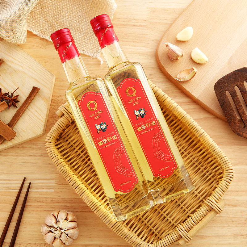 山美大别山油茶籽油500ml*2瓶礼盒装山茶油健康烹饪油节日送礼品