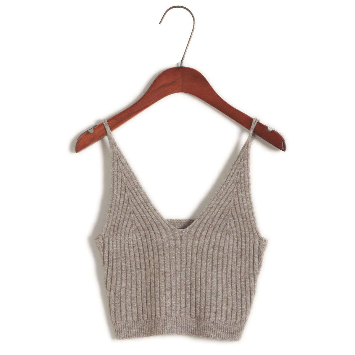 黑色秋季内搭V领针织小吊带超短款打底设计感小众上衣潮纯色背心