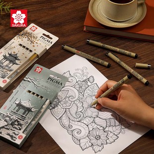 日本进口文具sakura樱花秋冬限定款针管笔套装速写绘图笔手绘笔水彩绘画墨线漫画线描马克描边描线简禅绕画笔