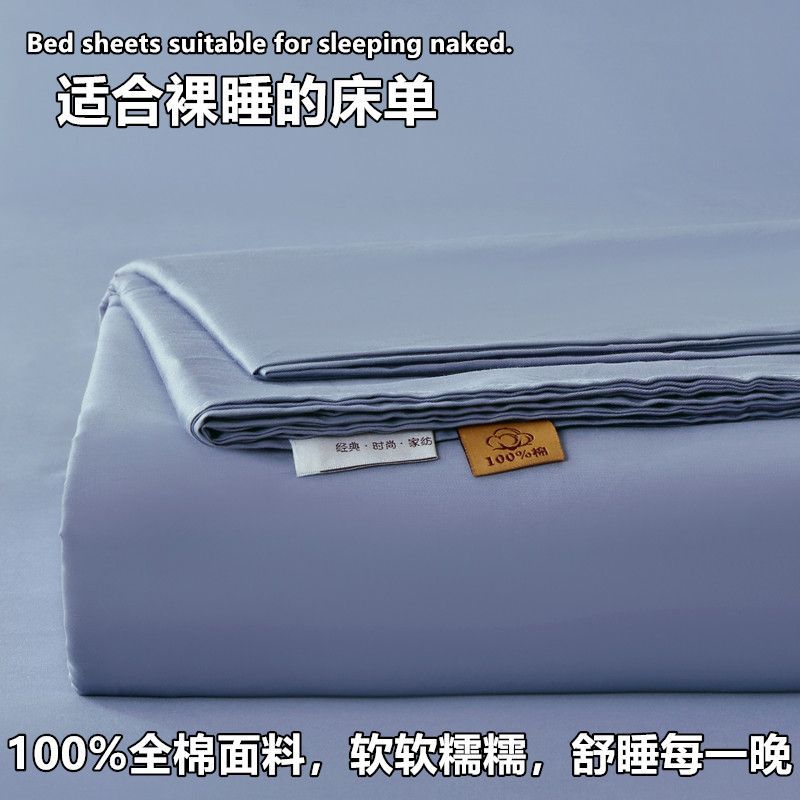 2026春夏新款纯棉四件套简约刺绣被套床单床笠全棉床上三件套纯色