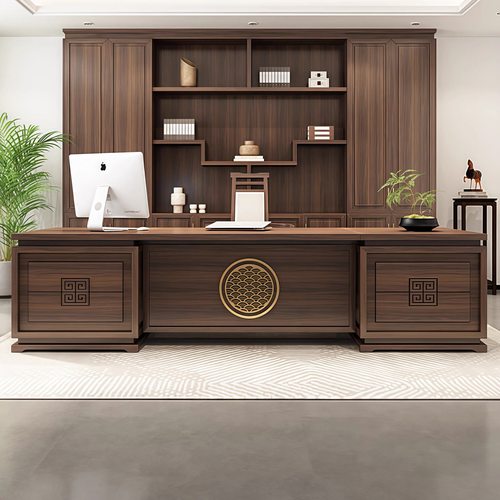 新中式北美黑胡桃木办公桌