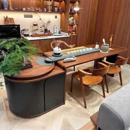 新中式北美黑胡桃木茶桌定制