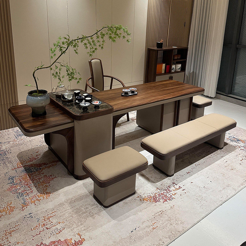 新中式北美黑胡桃木茶桌椅组合实木茶台客厅家用高级感一体泡茶桌,住宅家具,家用茶台/茶桌,淘宝优惠券,粉丝福利购,淘宝优惠卷