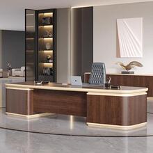 新中式实木大班台北美黑胡桃木老板桌轻奢现代高级感总裁办公桌椅