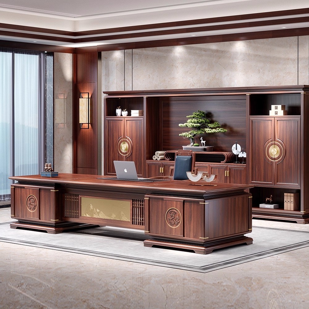 新中式乌金木高端大班台