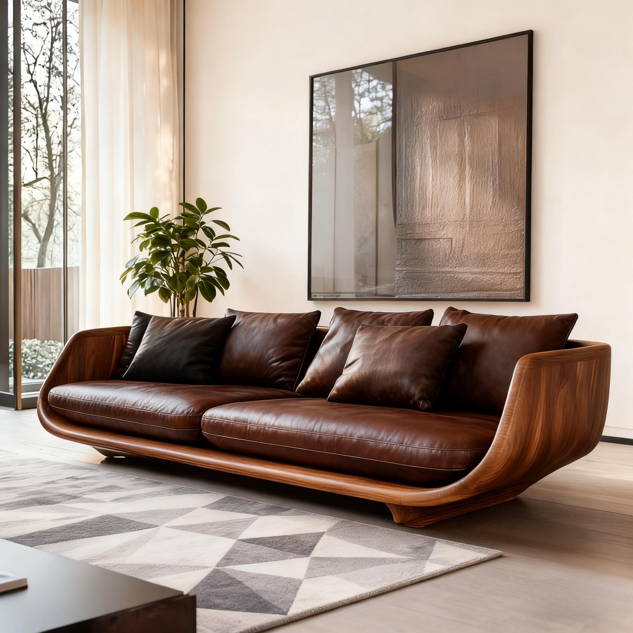 新中式北美黑胡桃全实木沙发组合