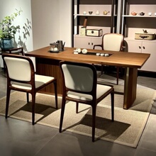 新中式实木大板茶桌现代高端阳台泡茶桌北美黑胡桃木茶台家用书桌