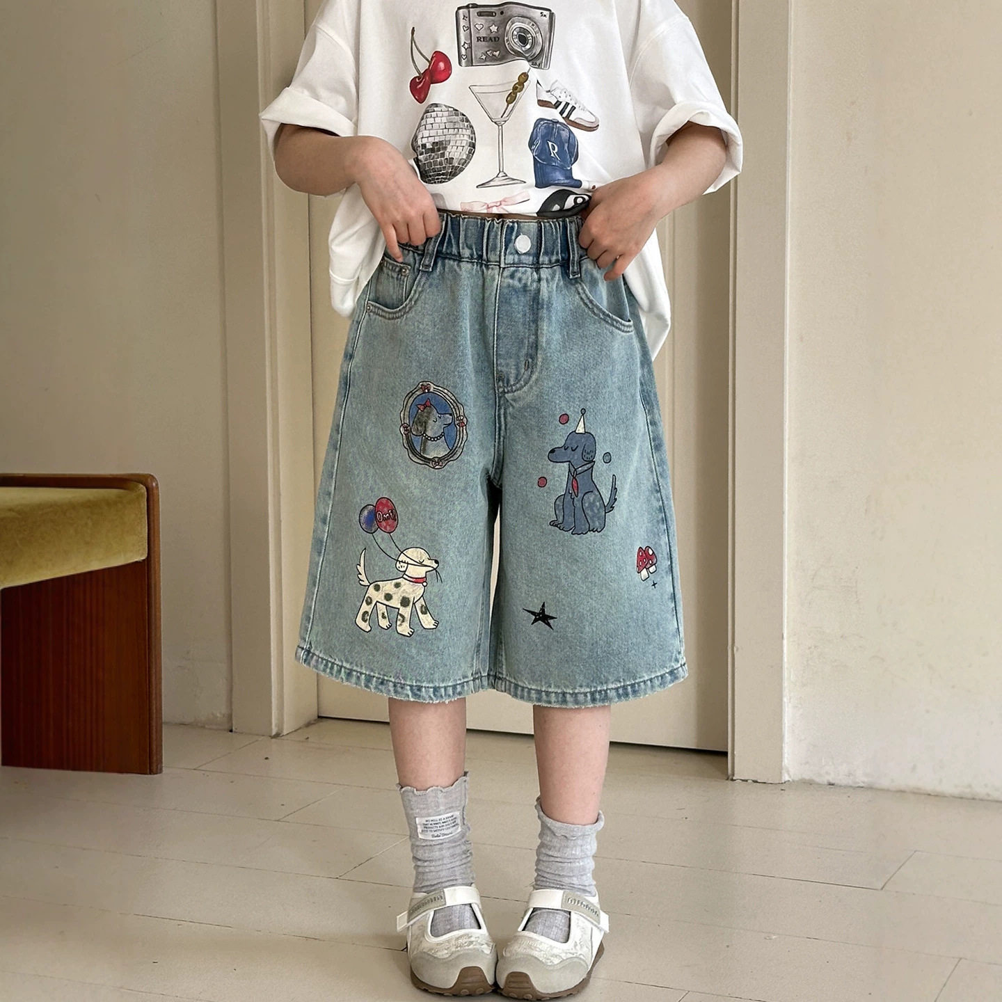 女童牛仔短裤夏装2025亲子夏季五分裤12岁女孩宽松休闲裤子